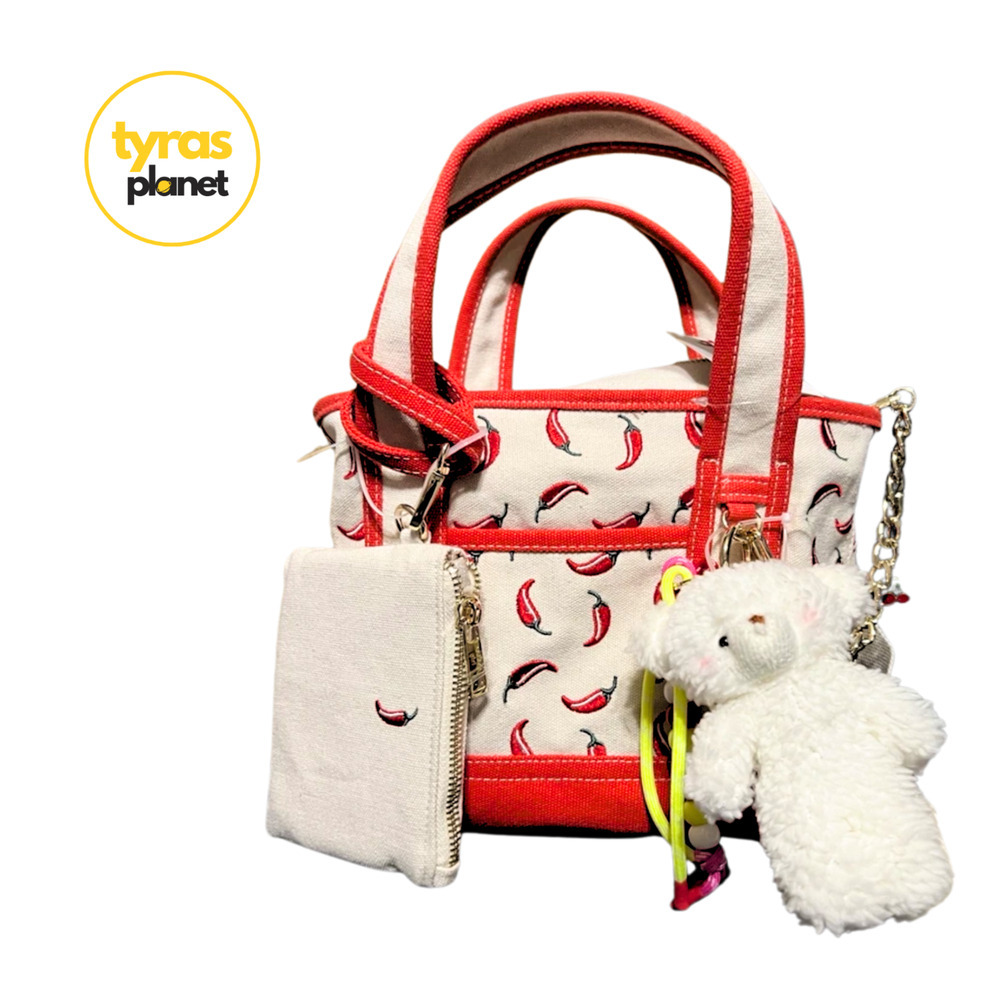 Madden Girl Chili Pepper Mini Tote Crossbody Bag with Charms and Keychain NWT‎